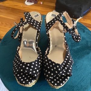Black & White Polka dot wedge heels.